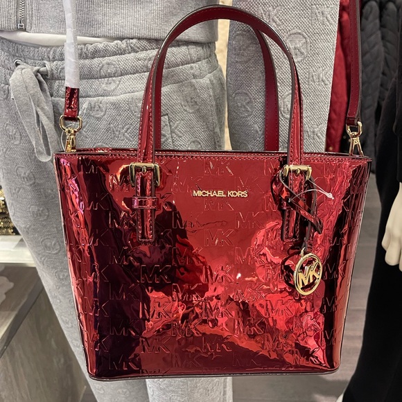 MICHAEL KORS Jet Set Extra-Sm Metallic Logo Debossed Convertible TZ Tote
Cherry - Picture 14 of 16